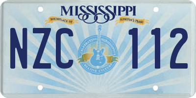MS license plate NZC112