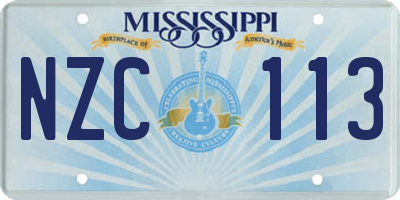 MS license plate NZC113