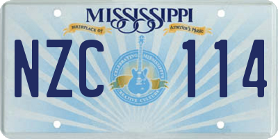 MS license plate NZC114