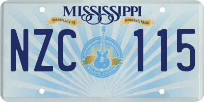 MS license plate NZC115