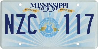 MS license plate NZC117