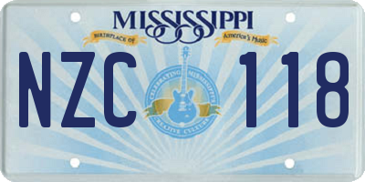 MS license plate NZC118