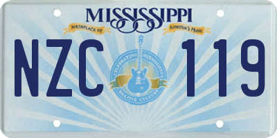 MS license plate NZC119