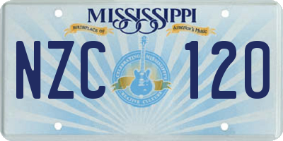 MS license plate NZC120