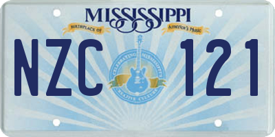 MS license plate NZC121