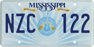 MS license plate NZC122