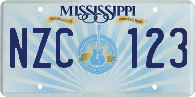 MS license plate NZC123