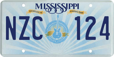 MS license plate NZC124