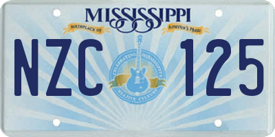 MS license plate NZC125
