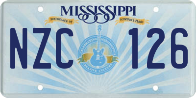 MS license plate NZC126