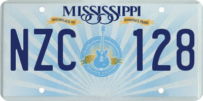 MS license plate NZC128