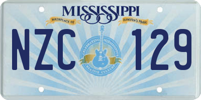 MS license plate NZC129