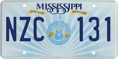 MS license plate NZC131