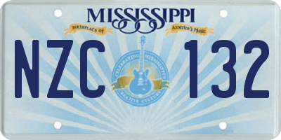 MS license plate NZC132