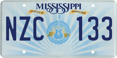 MS license plate NZC133