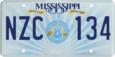 MS license plate NZC134