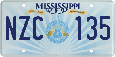 MS license plate NZC135