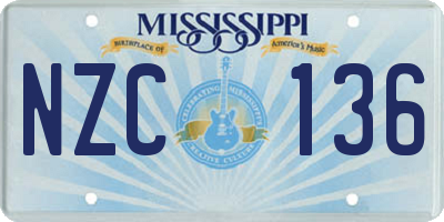 MS license plate NZC136