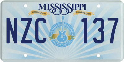 MS license plate NZC137