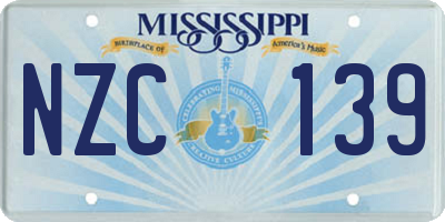 MS license plate NZC139