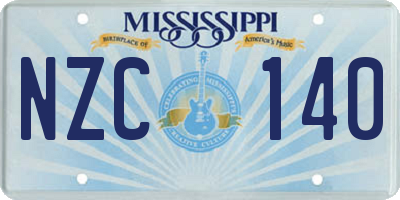 MS license plate NZC140