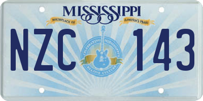 MS license plate NZC143