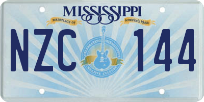 MS license plate NZC144