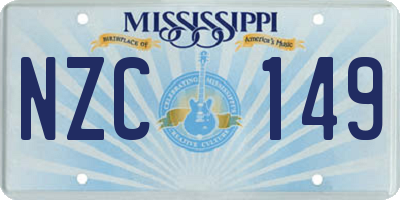 MS license plate NZC149