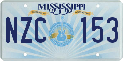 MS license plate NZC153