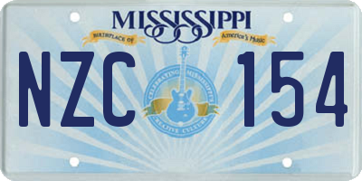 MS license plate NZC154
