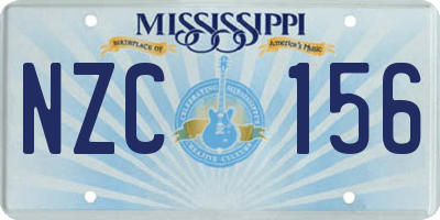 MS license plate NZC156