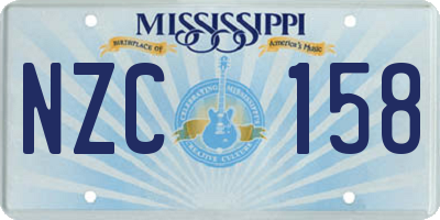 MS license plate NZC158