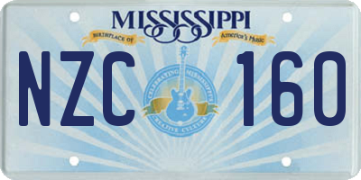 MS license plate NZC160