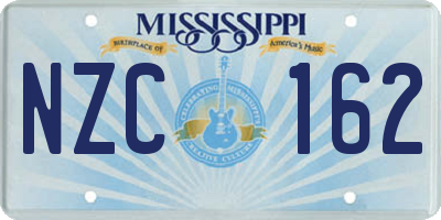 MS license plate NZC162