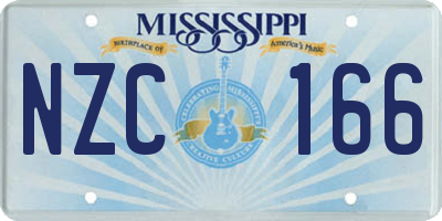 MS license plate NZC166