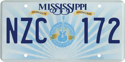 MS license plate NZC172