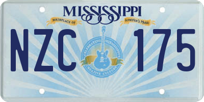 MS license plate NZC175