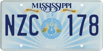 MS license plate NZC178
