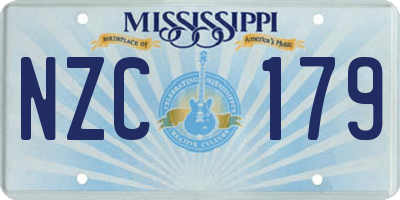 MS license plate NZC179