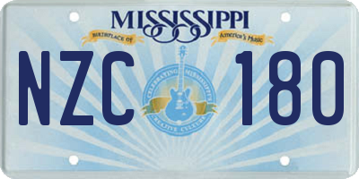MS license plate NZC180