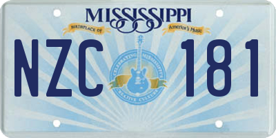 MS license plate NZC181