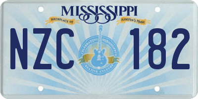 MS license plate NZC182