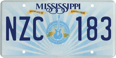 MS license plate NZC183