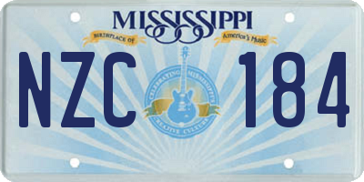MS license plate NZC184