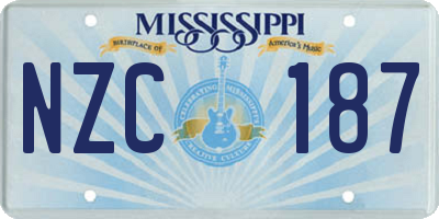 MS license plate NZC187