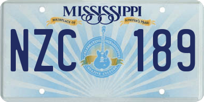 MS license plate NZC189