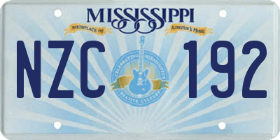 MS license plate NZC192