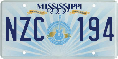 MS license plate NZC194