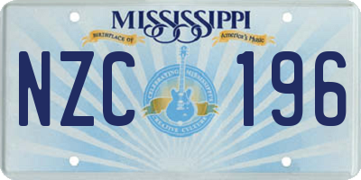 MS license plate NZC196
