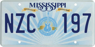 MS license plate NZC197